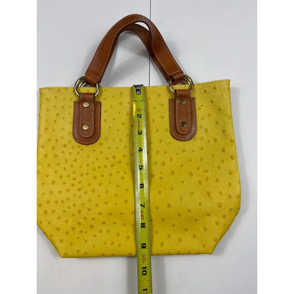 Maurizio Taiuti Yellow‎ Ostrich Embossed Leather Tote Bag Made in Italy Handbag
